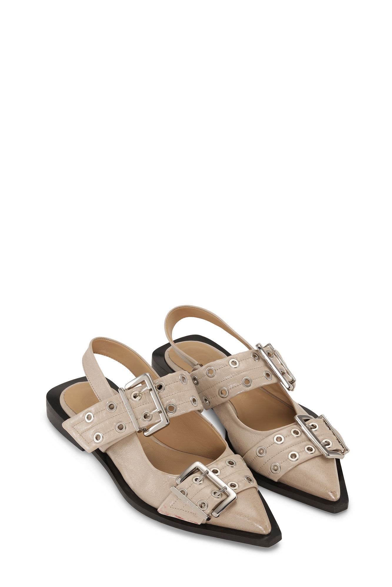 GREY FEMININE BUCKLE BALLERINAS - 2