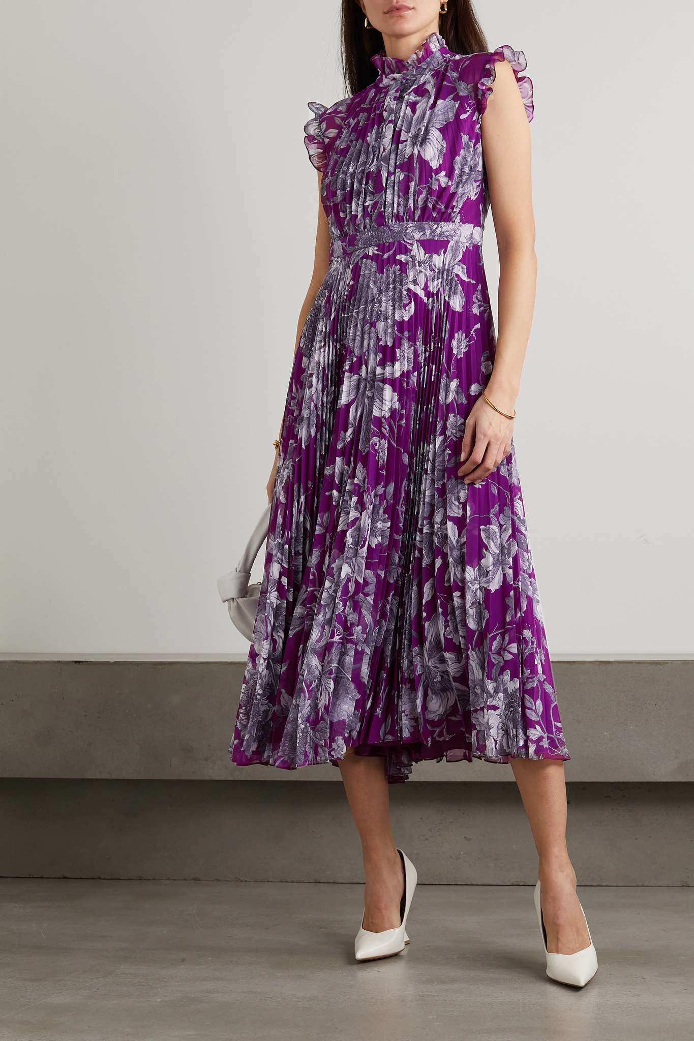 Roisin pleated floral-print voile midi dress - 2