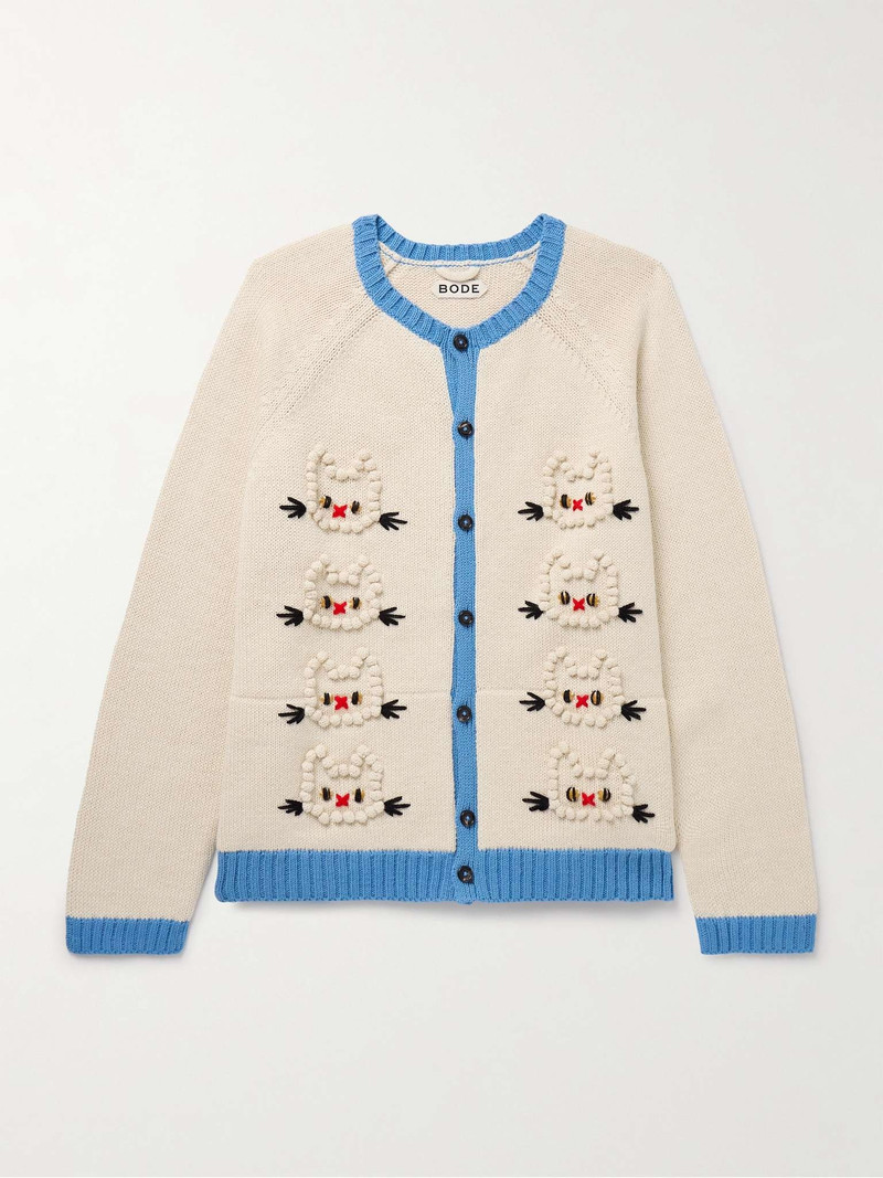 Calico Pompom-Embroidered Alpaca and Merino Wool-Blend Cardigan 1