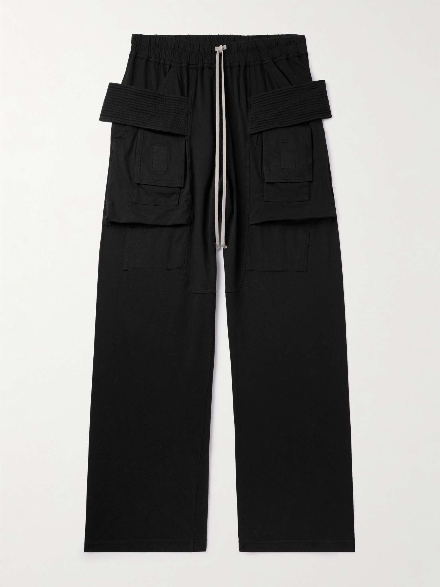 Wide-Leg Cotton-Jersey Cargo Sweatpants - 1