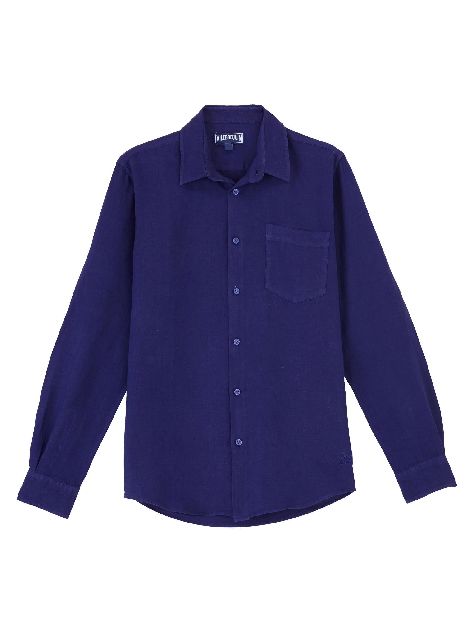 Men's Long-Sleeve Linen Shirt - Midnight - 1