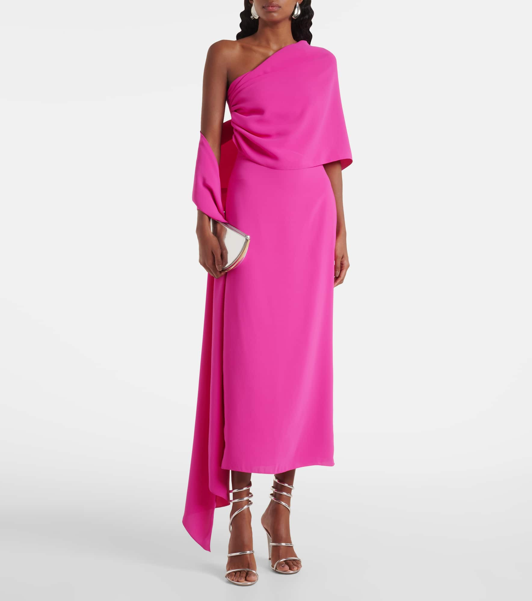 Caped silk crêpe cocktail dress - 2