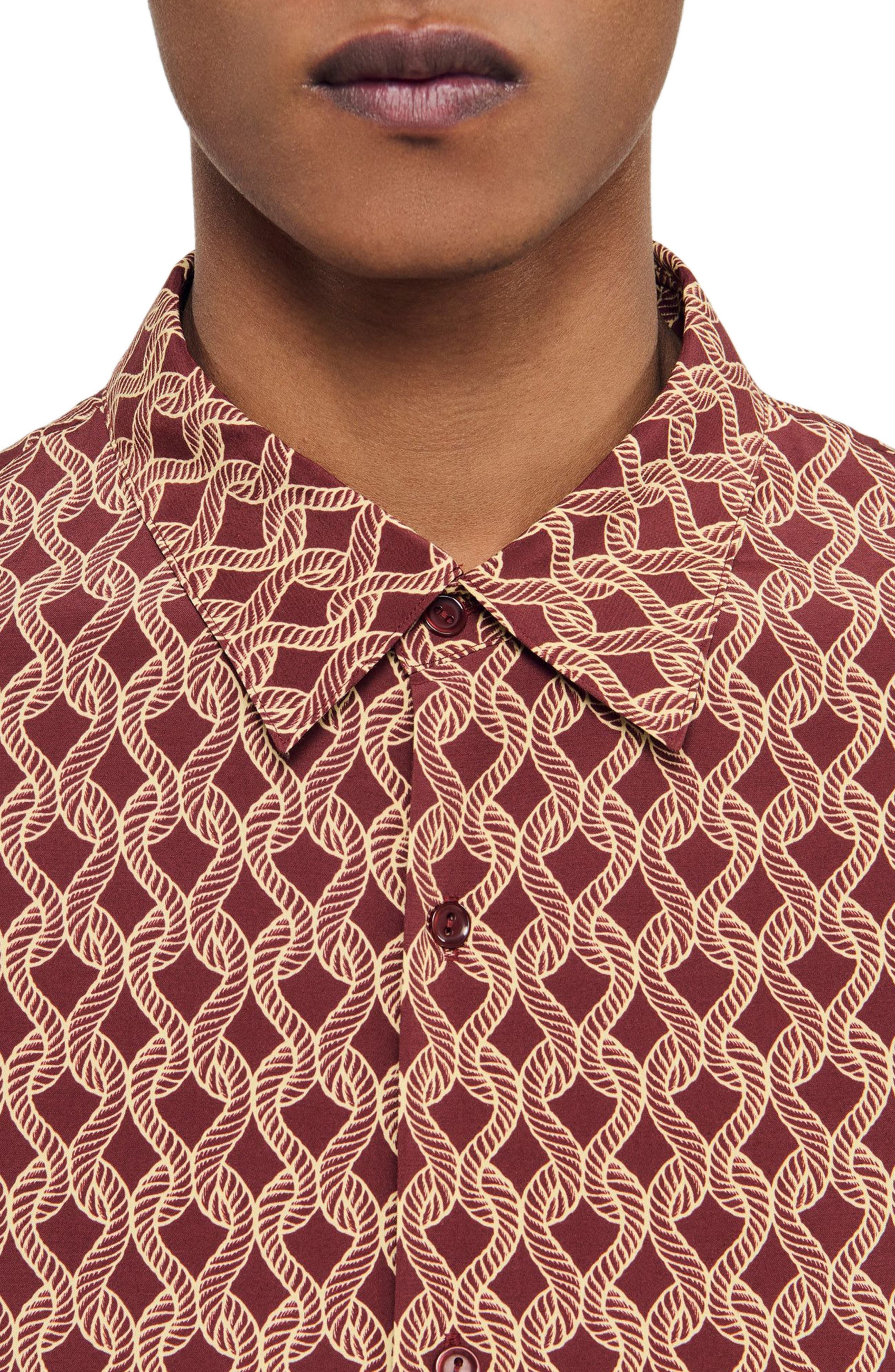 SANDRO Rope print shirt in Terra at Nordstrom - 4