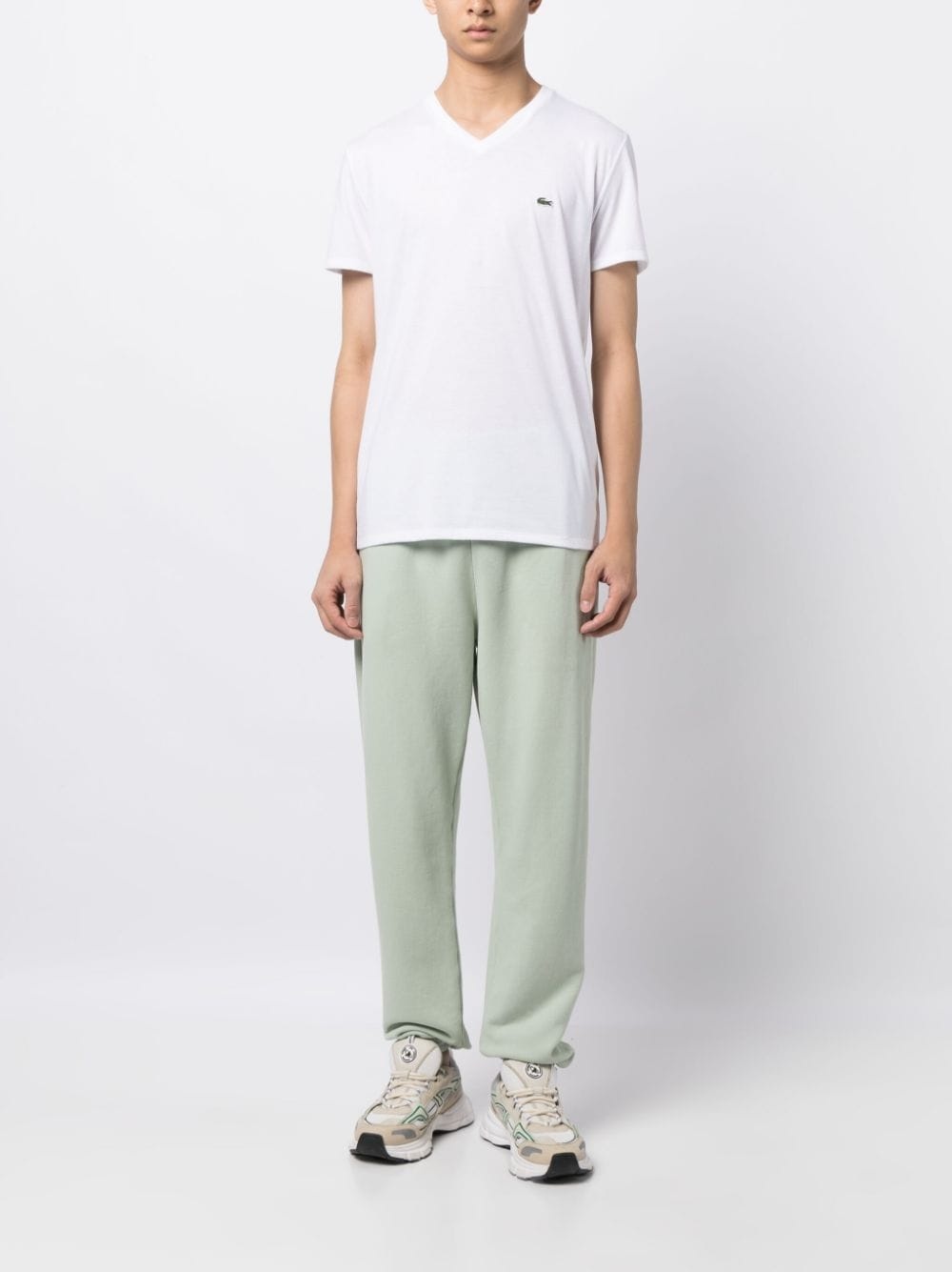 logo-patch V-neck cotton T-shirt - 2