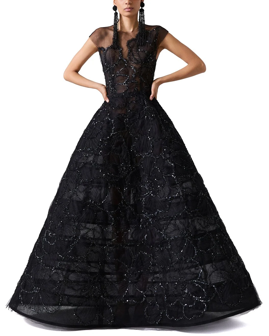 Carolina Herrera Embellished Crewneck A-Line Gown - 1