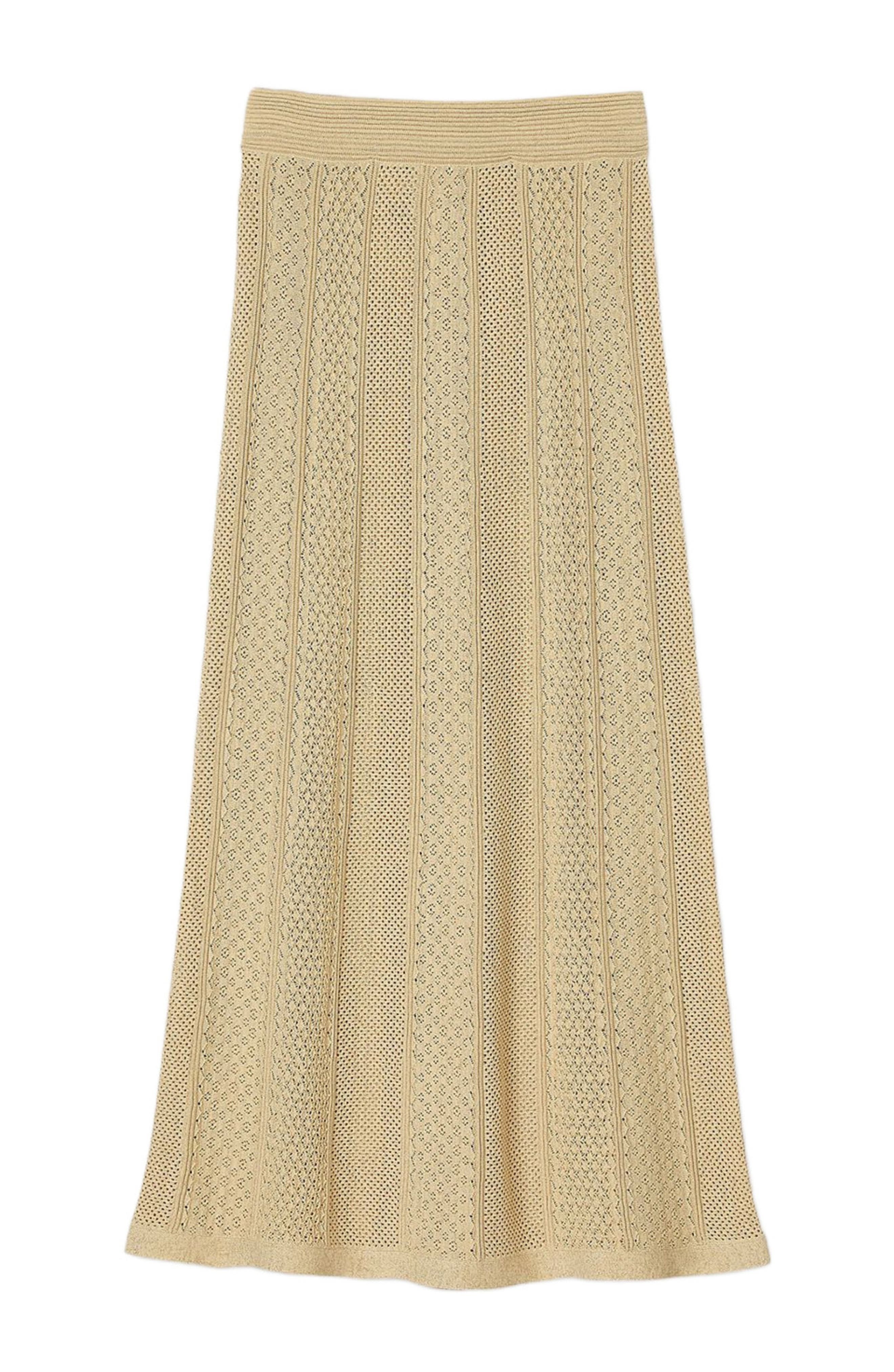 SANDRO Pointelle knit maxi skirt in Gold at Nordstrom - 5