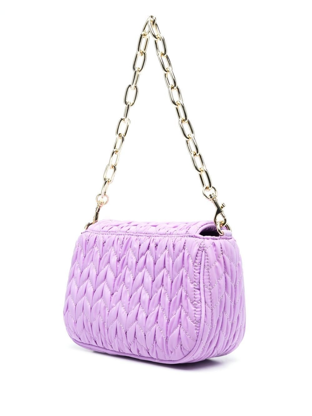 faux leather matelassé shoulder bag - 3
