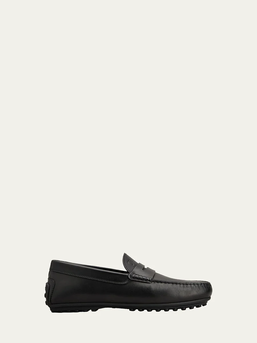 Men's Leather Moc-Toe Penny Loafers - 1