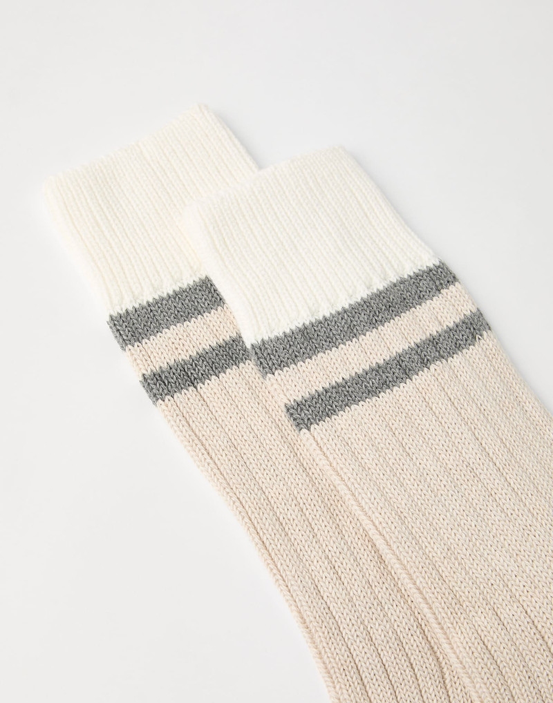 Brunello Cucinelli Cotton socks with stripes outlook