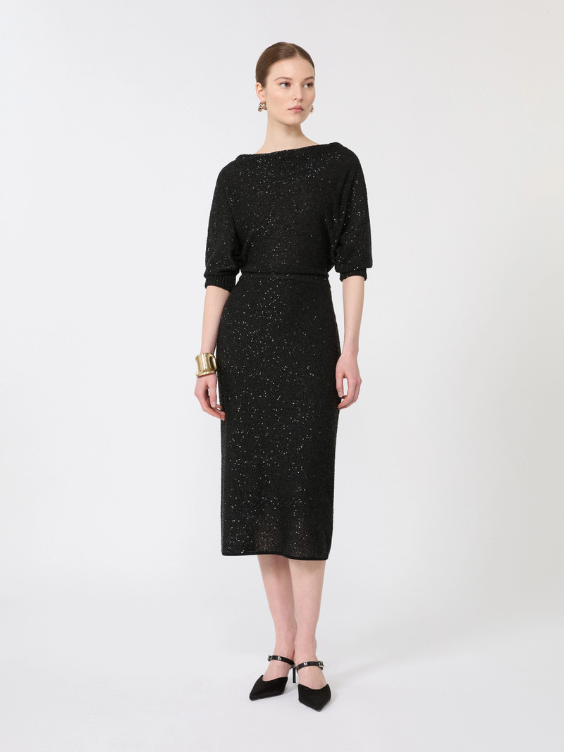Max Mara Sequinned viscose yarn dress - BLACK outlook