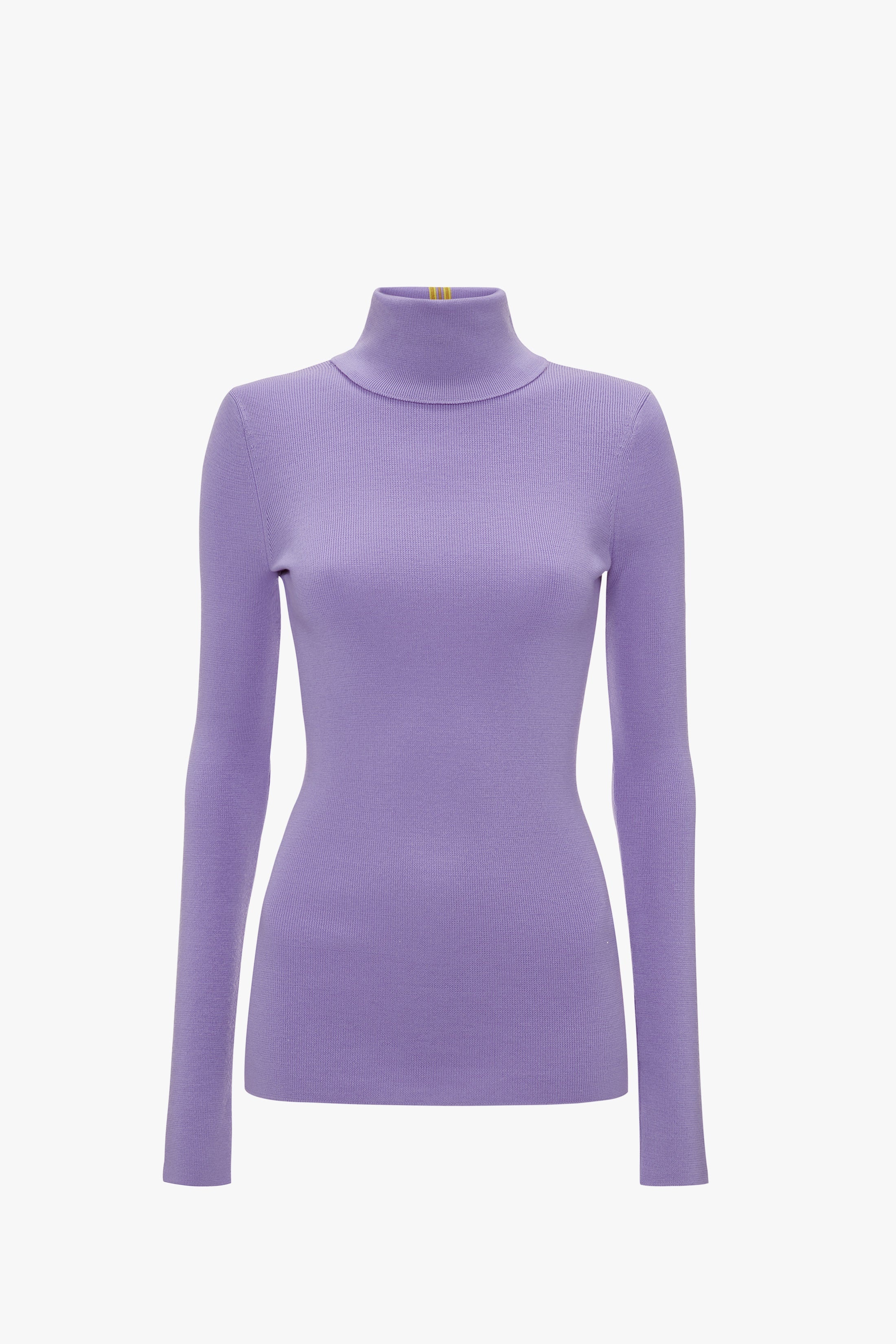 Knitted Polo Neck Jumper In Lilac - 1