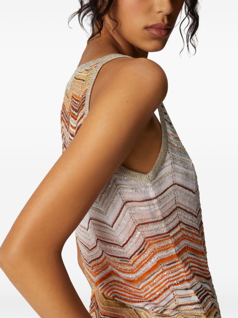 chevron lamé tank top - 4