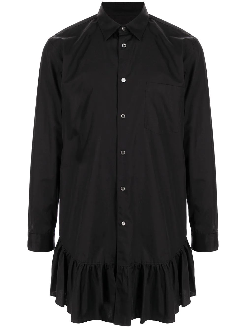 flared-hem button-up shirt - 1