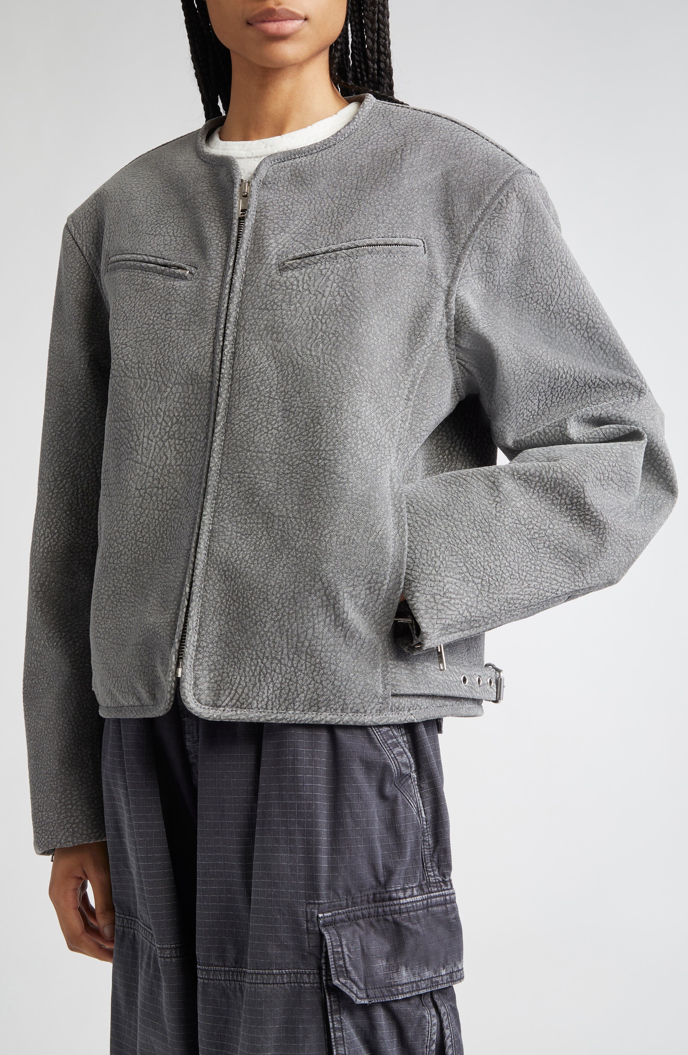 Alexander Wang Boxy Cotton Moto Jacket in Grey at Nordstrom - 5