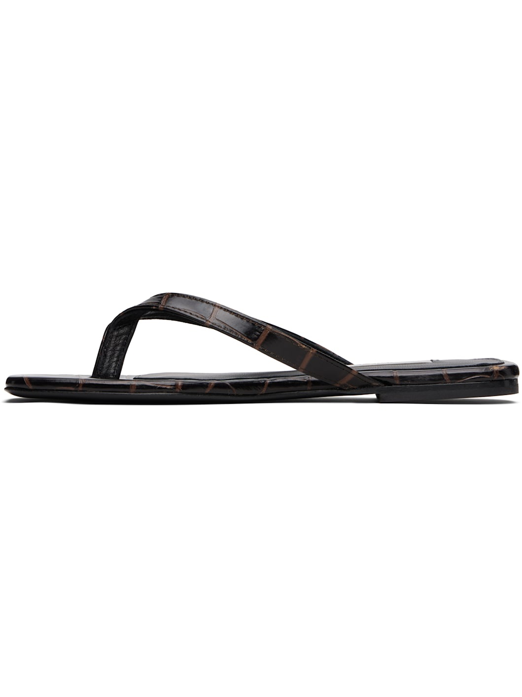 Brown Croco-Embossed Flip-Flops - 3