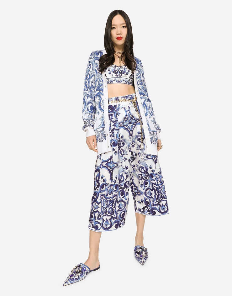 Majolica-design silk jacquard cardigan - 2