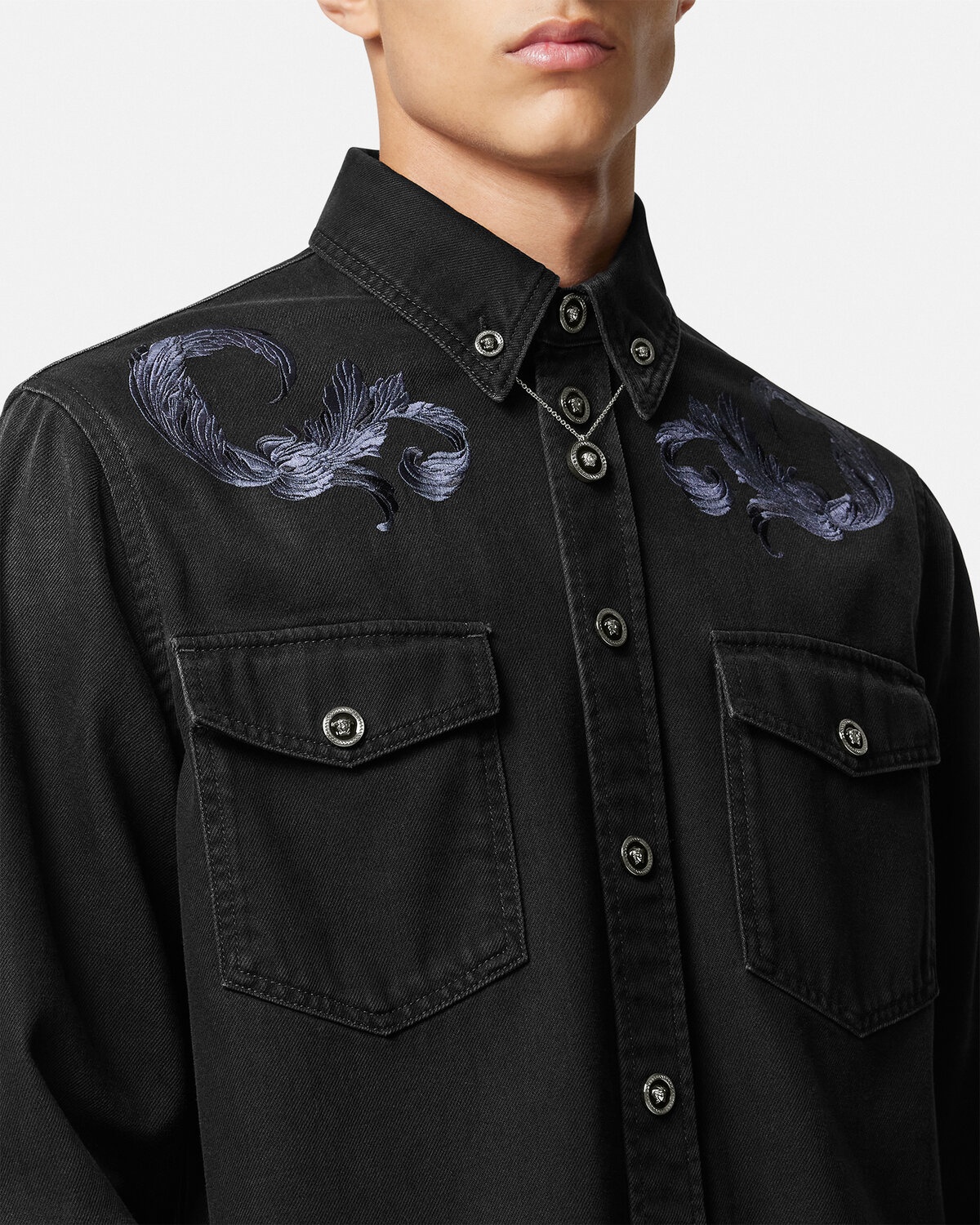 Embroidered Barocco Denim Overshirt - 3