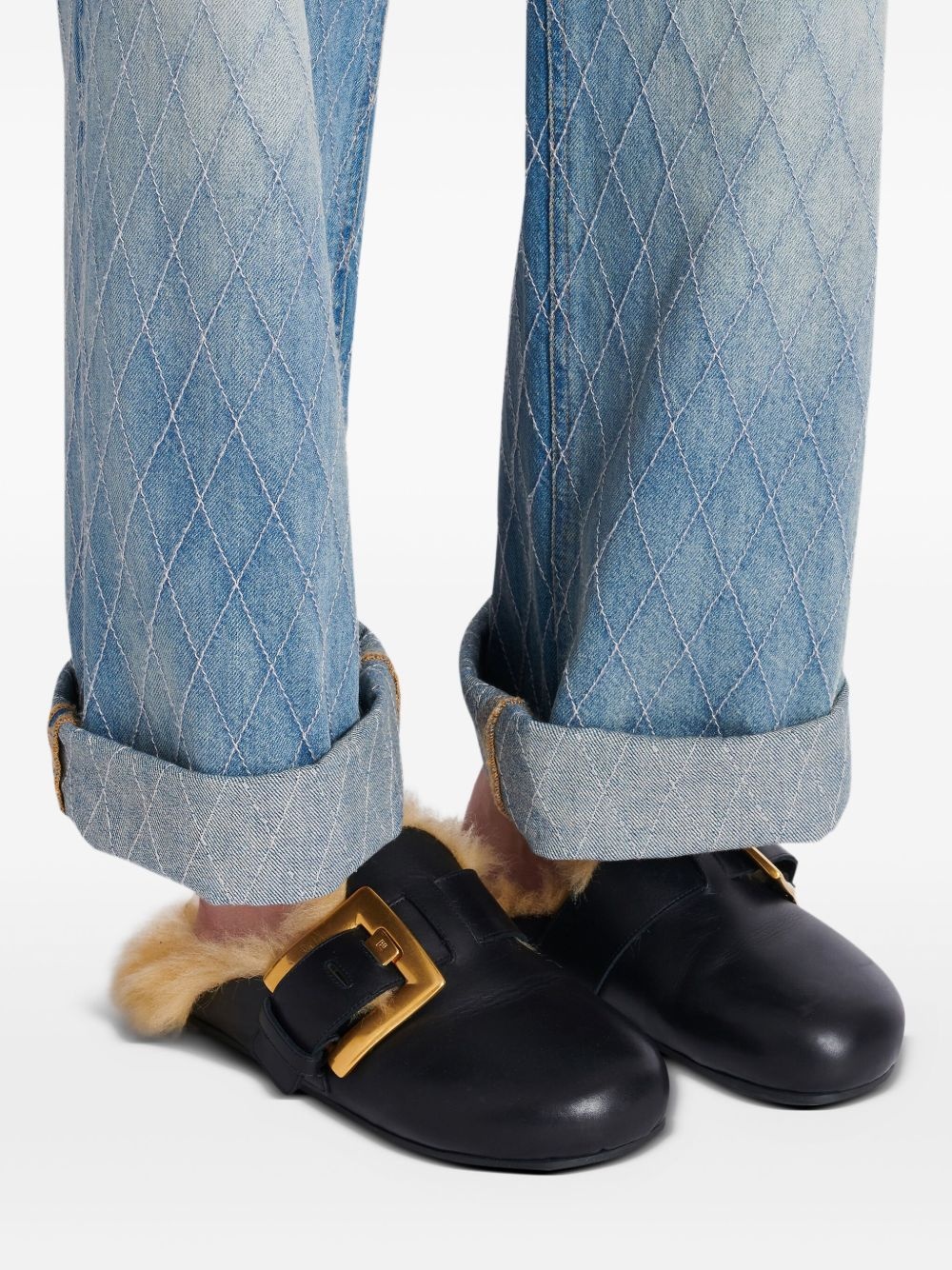 faux-fur lining mules - 7