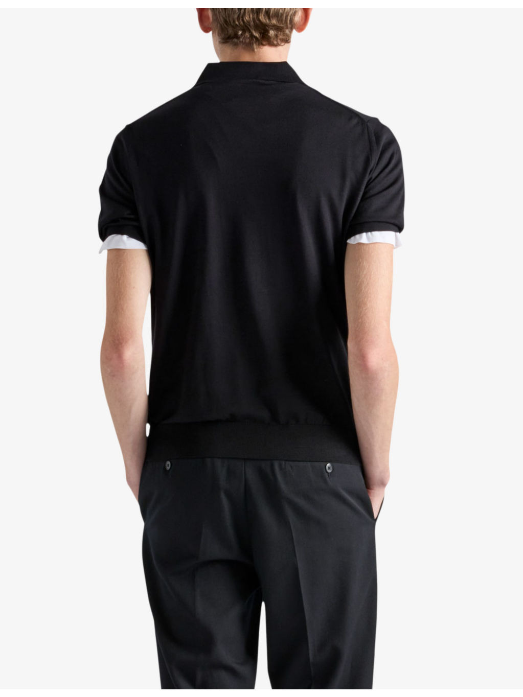 Logo-embroidered short-sleeved wool polo shirt - 4