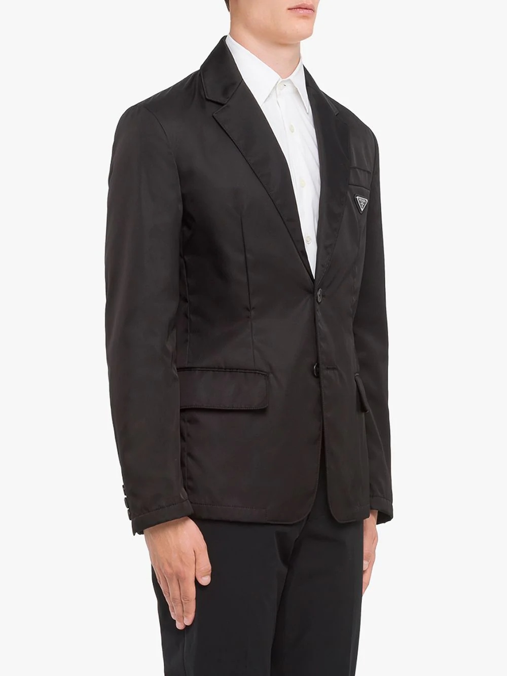 logo-plaque single-breasted blazer - 3