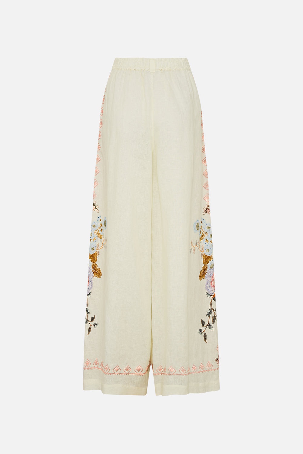 EMBROIDERED WIDE LEG WAISTED PANT - 7