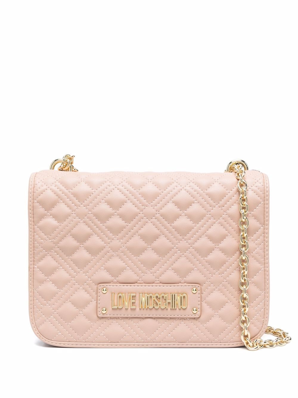 logo-plaque quilted shoulder bag - 1