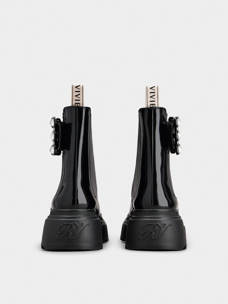 Wallaviv Strass Buckle Chelsea Ankle Boots in Patent Leather 5