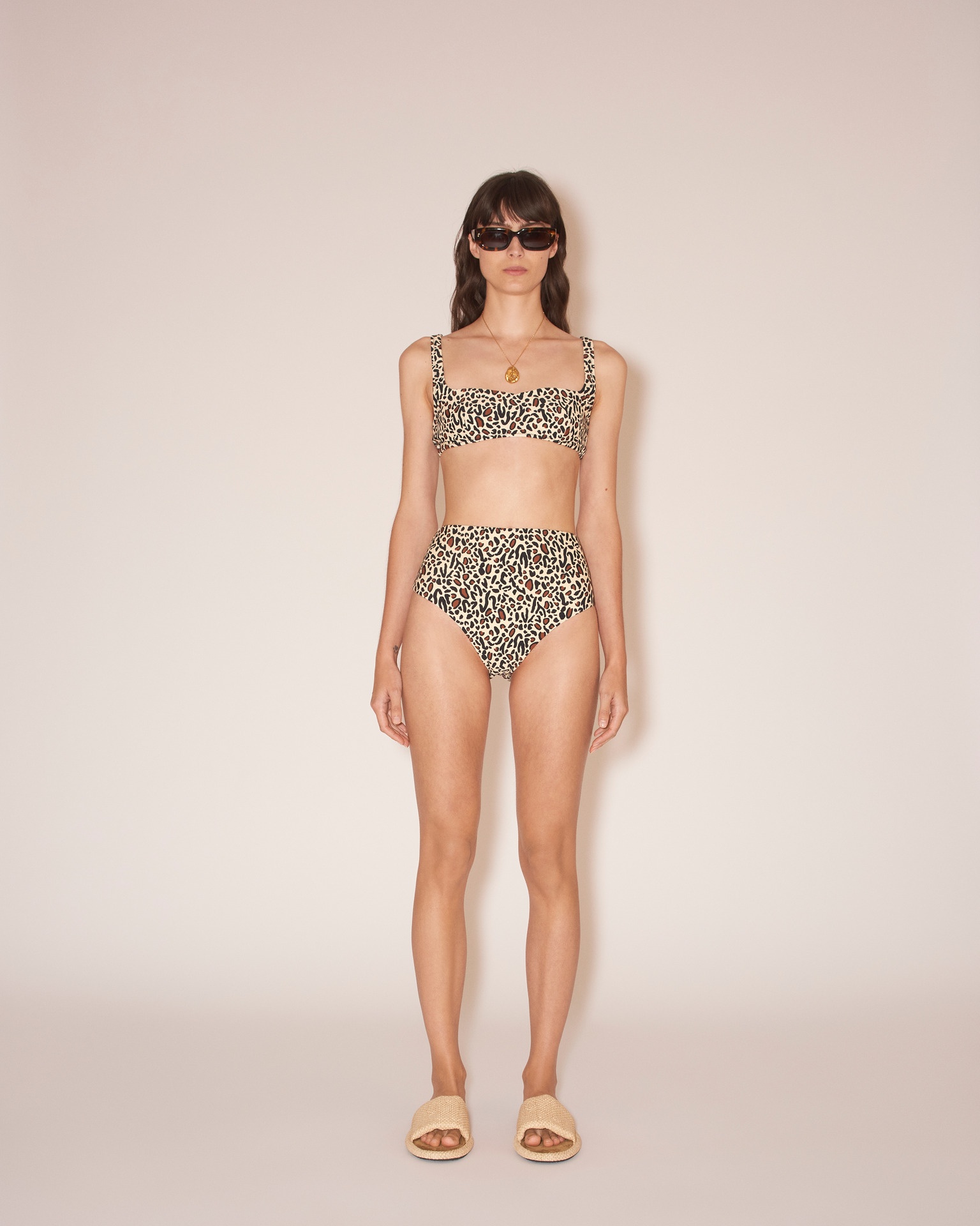 BENTE - Matte stretch high-cut briefs - Creme Ocelot - 3
