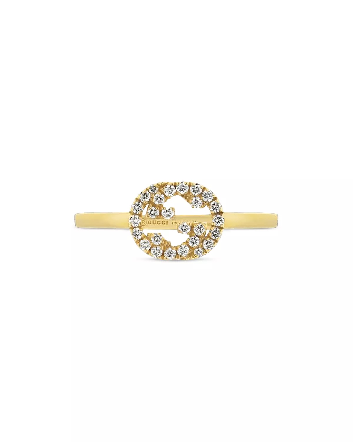 18K Yellow Gold Interlocking G Diamond Logo Ring - 1