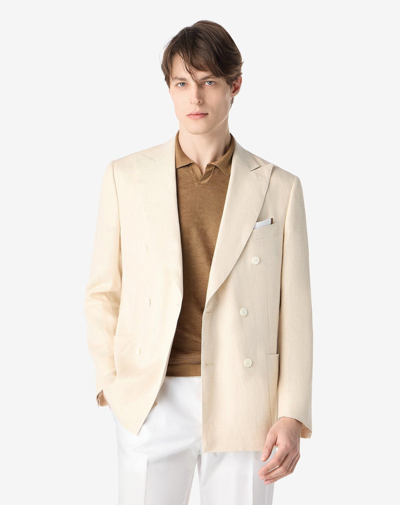 CORNELIANI White linen and lyocell jacket outlook