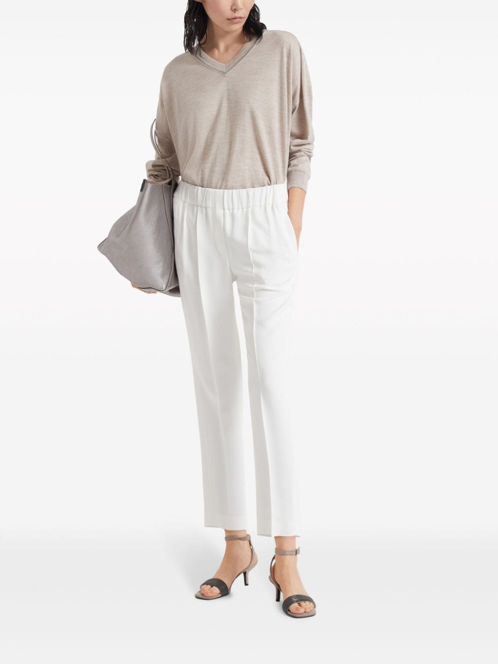silk-blend cropped trousers - 2