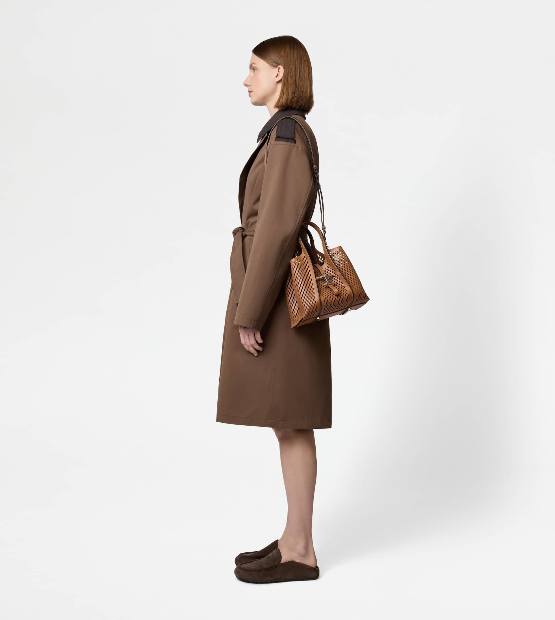 T TIMELESS SHOPPING BAG IN LEATHER MINI - BROWN - 7