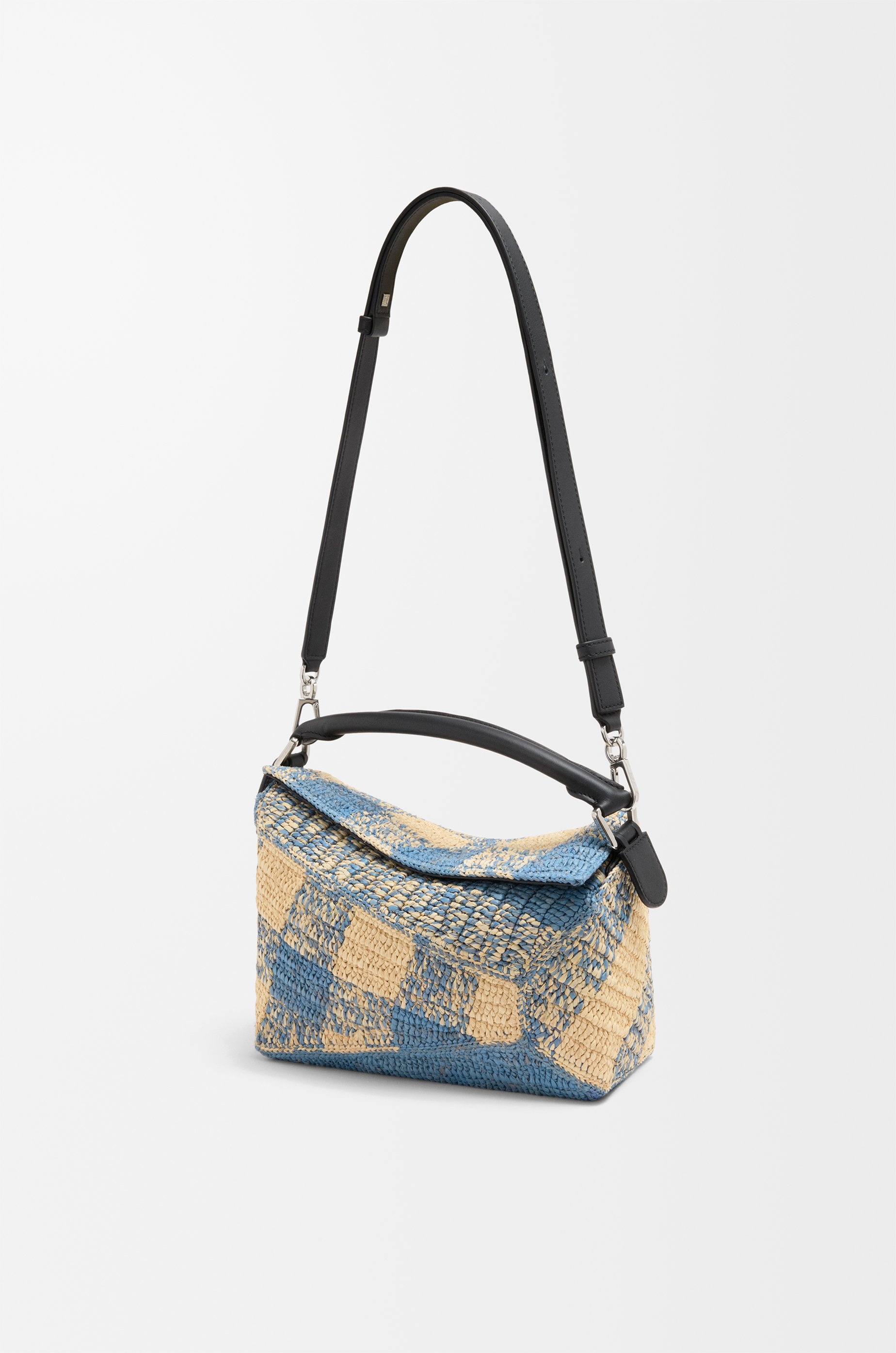Small Puzzle Edge bag in raffia and calfskin - 7