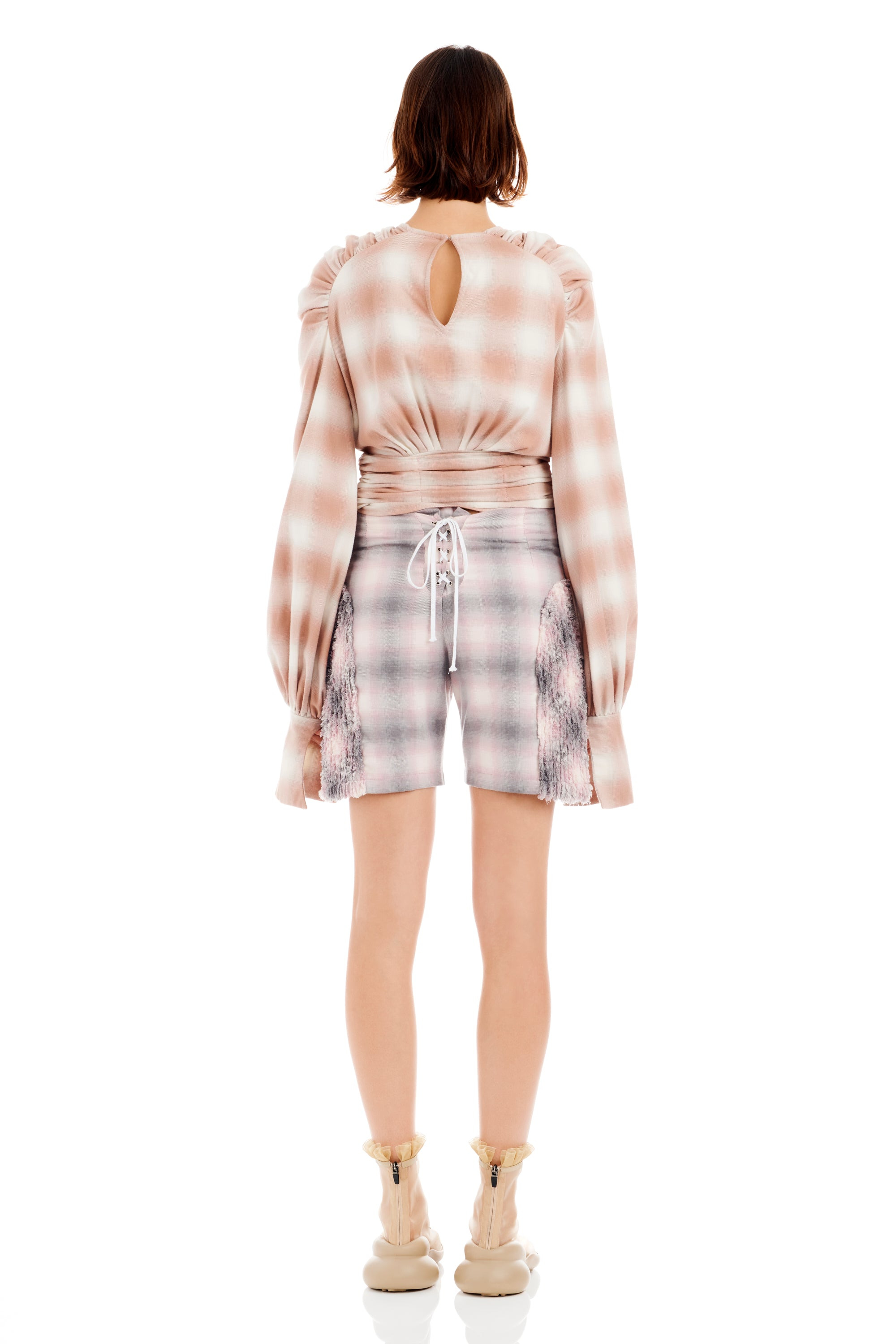 PEACH PLAID IRIS TOP - 5