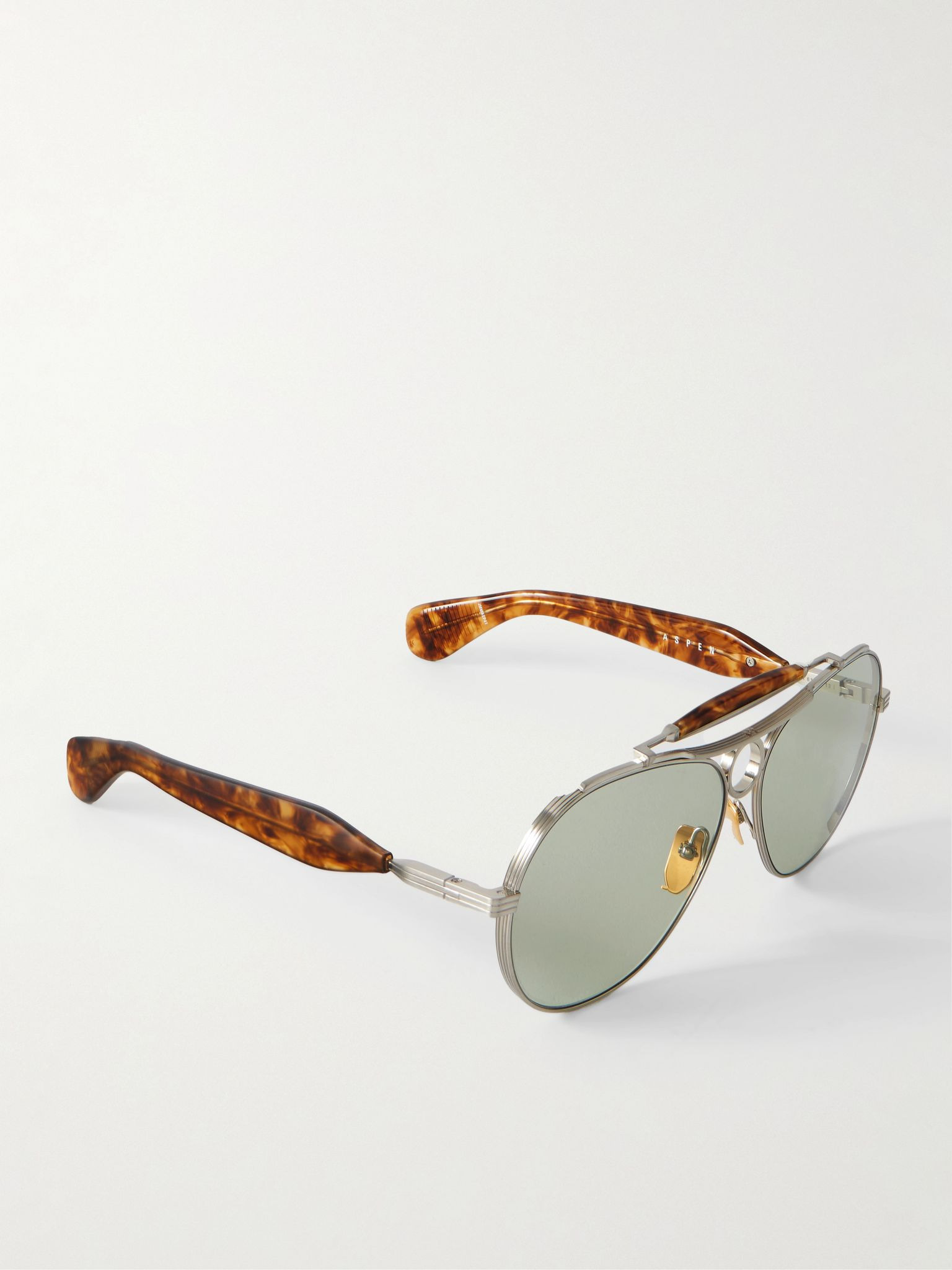 Aspen aviator-style silver-tone and acetate sunglasses Silver - 3
