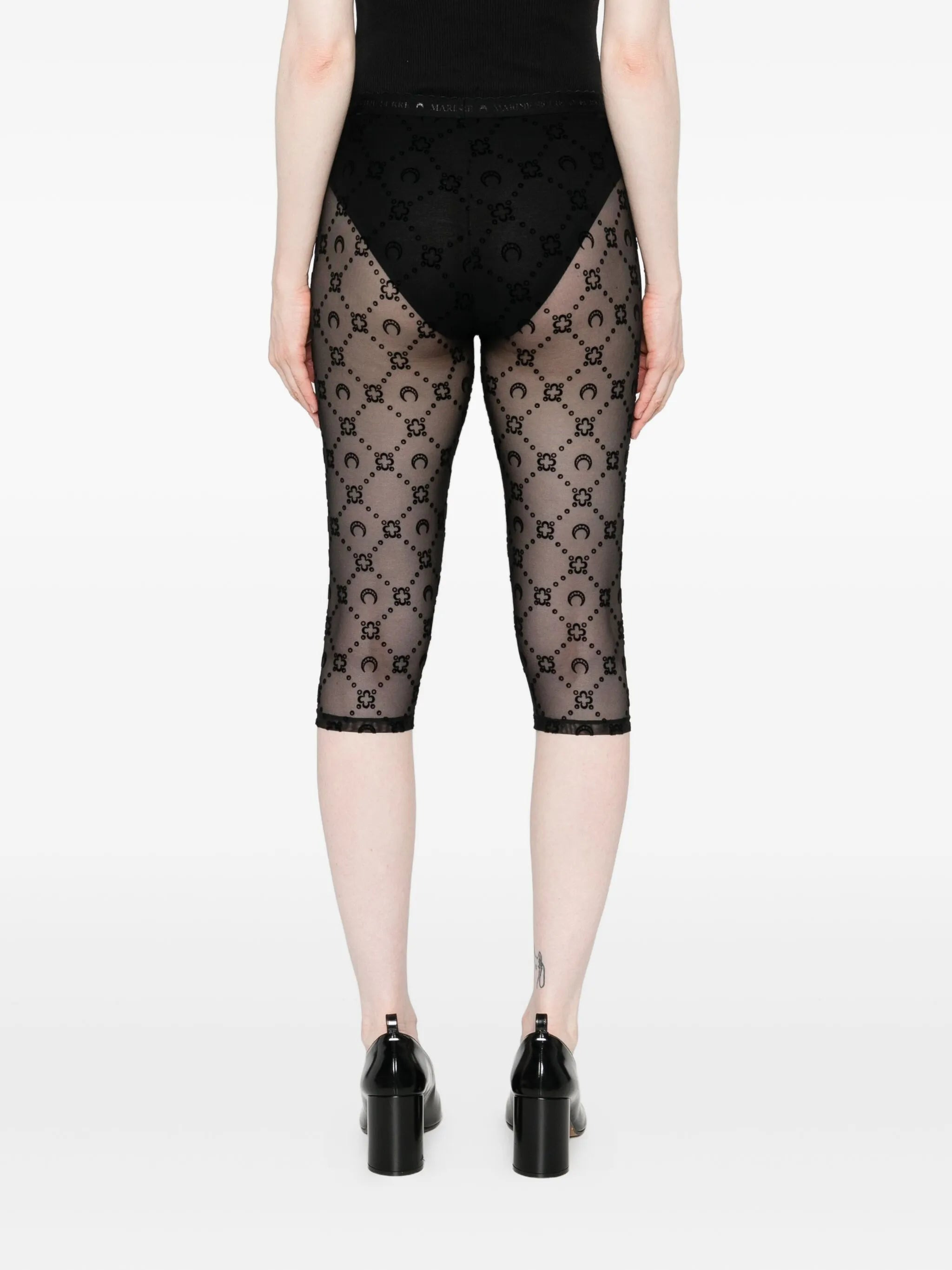 moon-embellished mesh shorts - 4