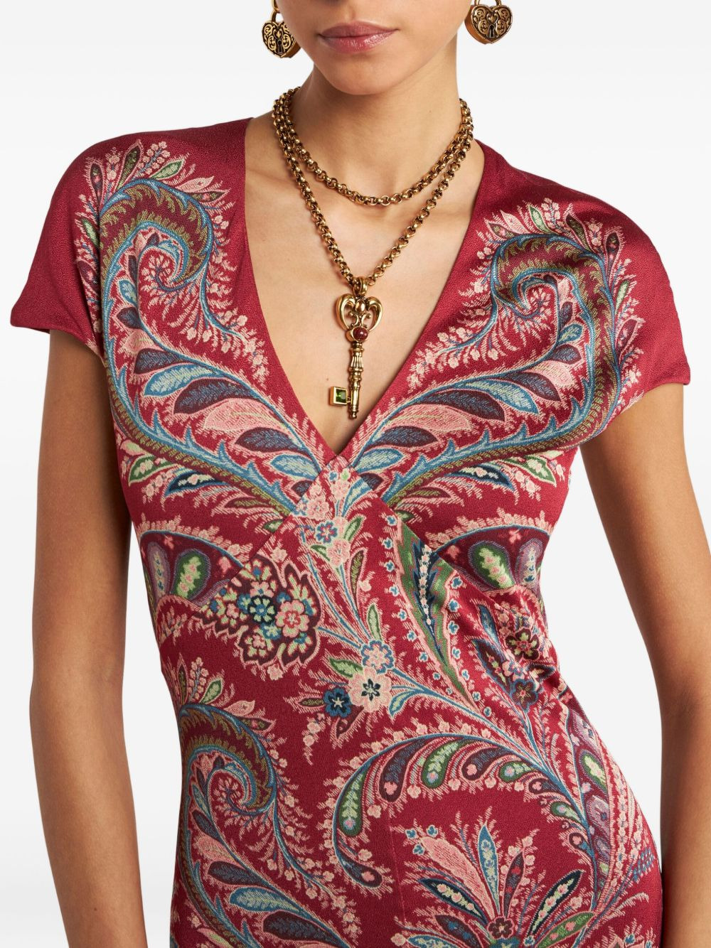 paisley-print short-sleeved maxi dress - 4