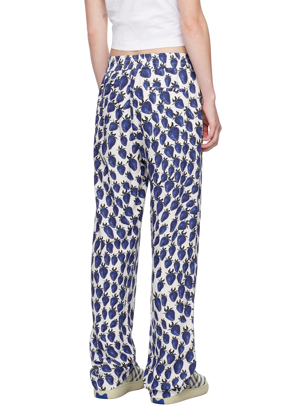 White & Blue Strawberry Trousers - 3