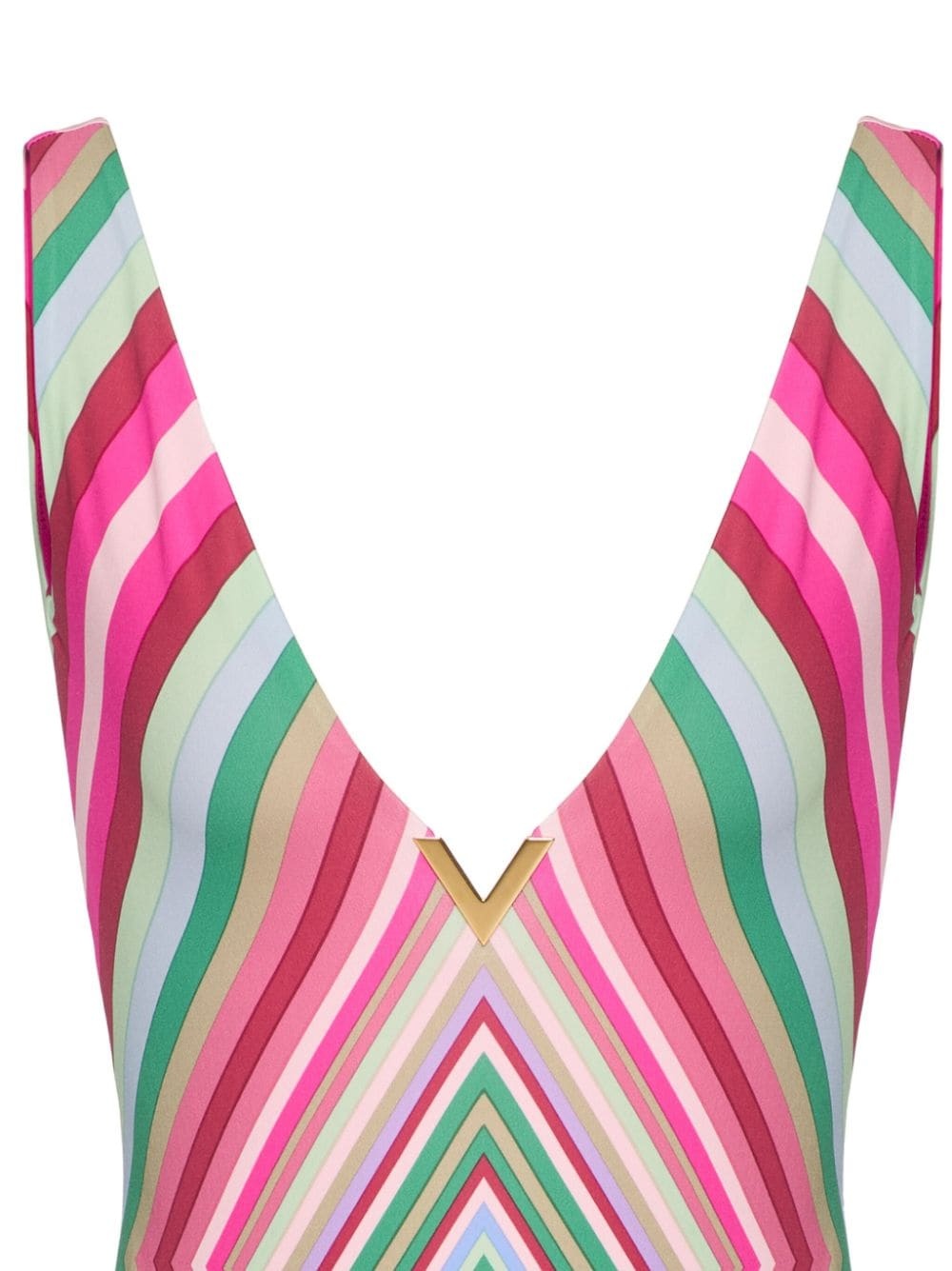 geometric-print V-neck swimsuit - 2