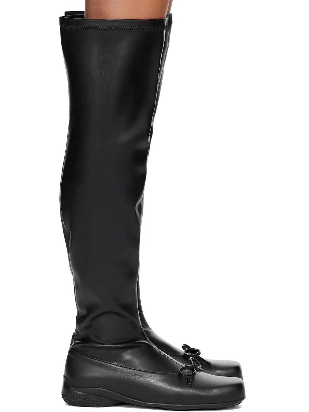 Black Thigh High Ballet Tall Boots - 1