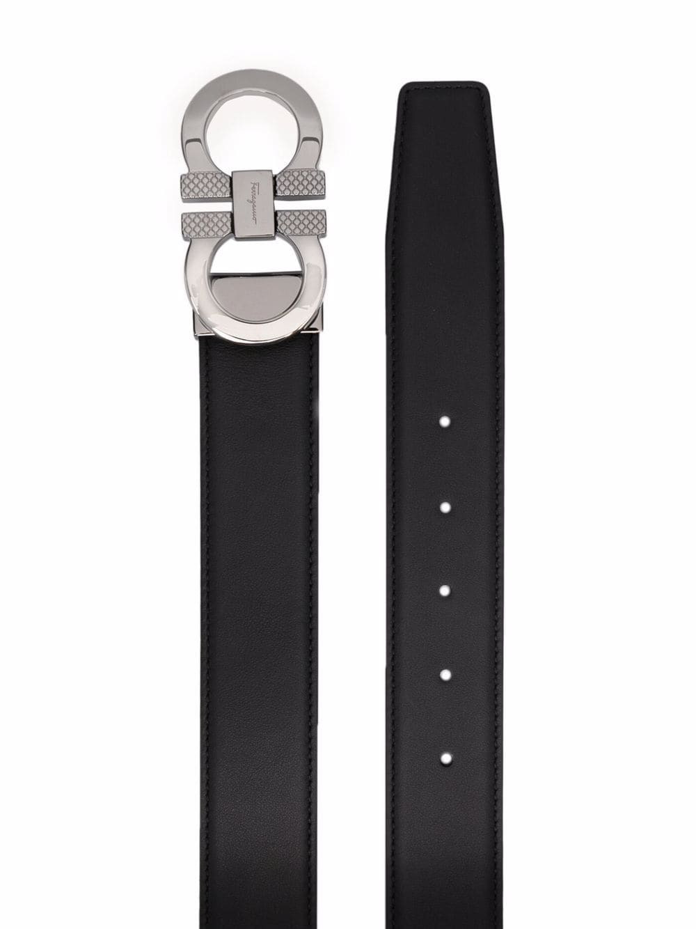 Ferragamo Men Knurled Buckle Reversible Gancini Belt - 2