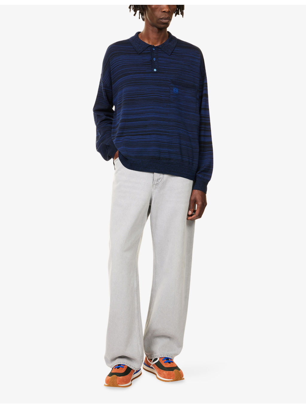 Striped Polo-Collar Wool Jumper - 2