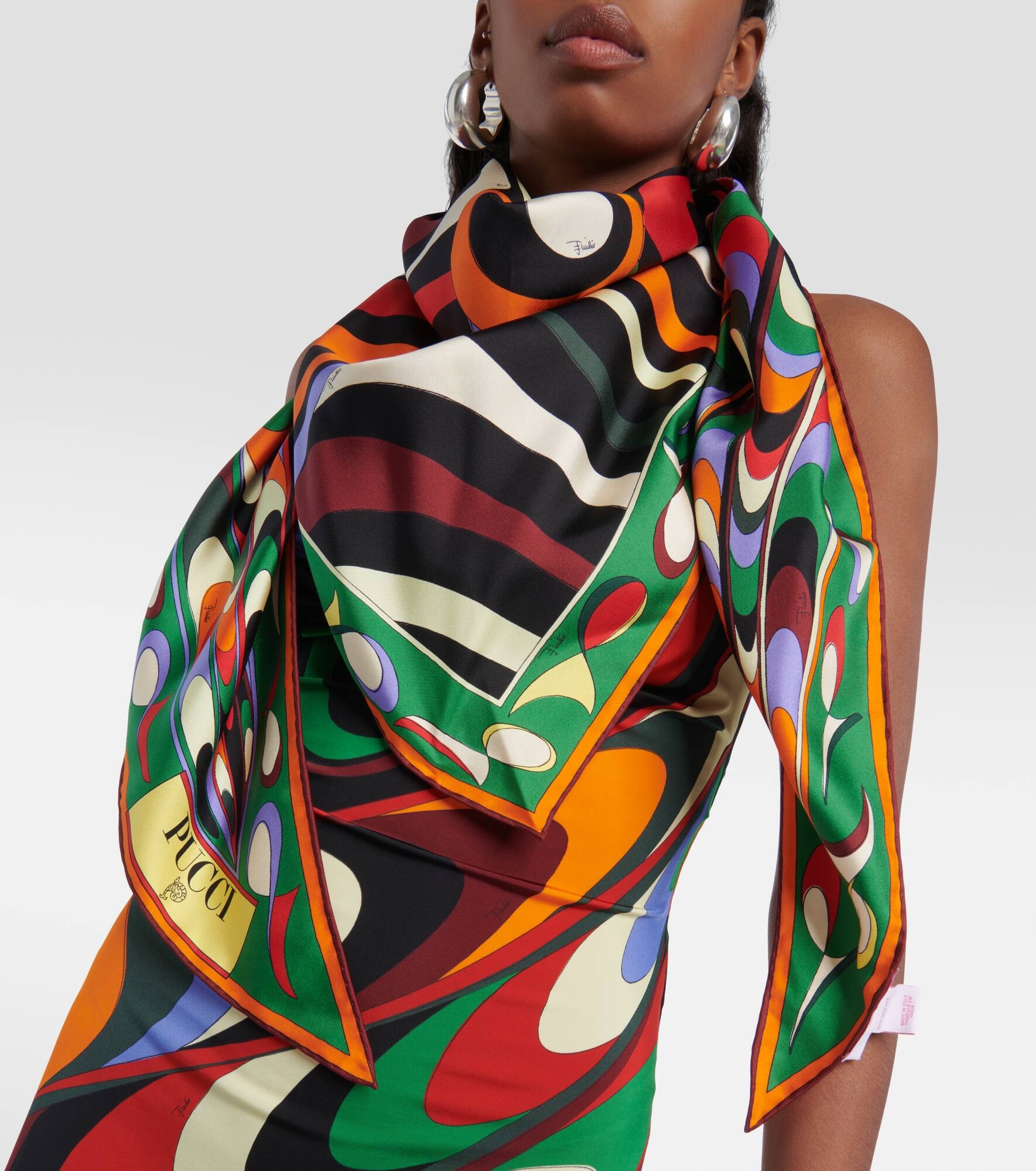 Patchwork silk twill scarf - 2