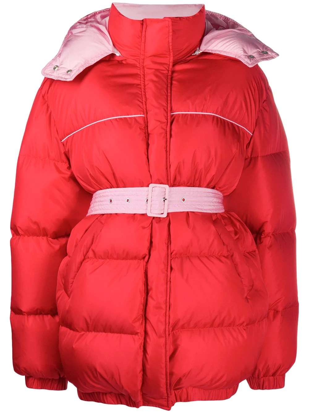 belted waist puffer jacket - 1