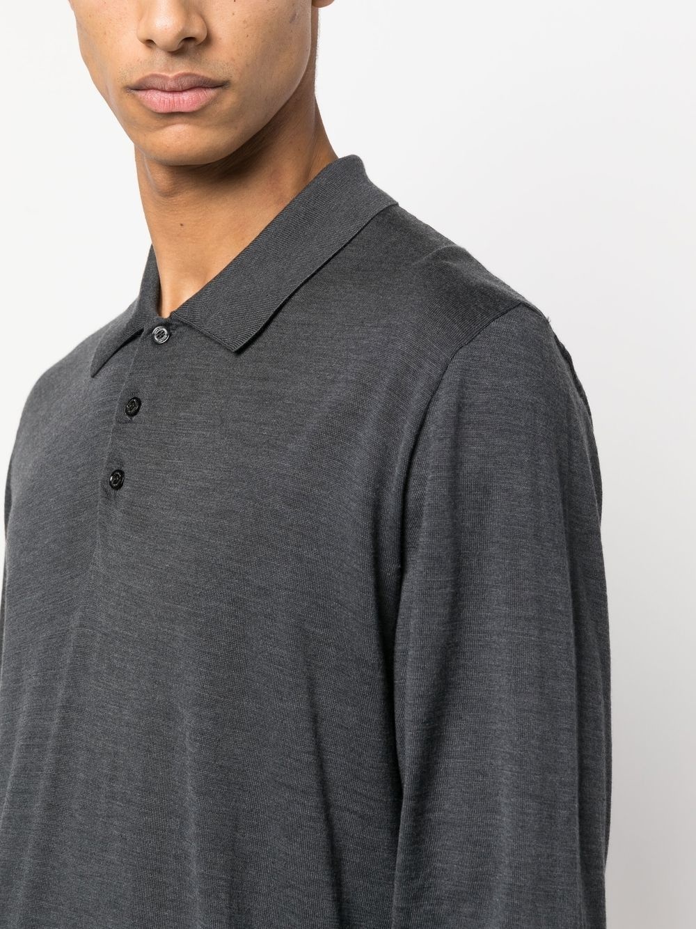 logo-patch wool polo shirt - 5