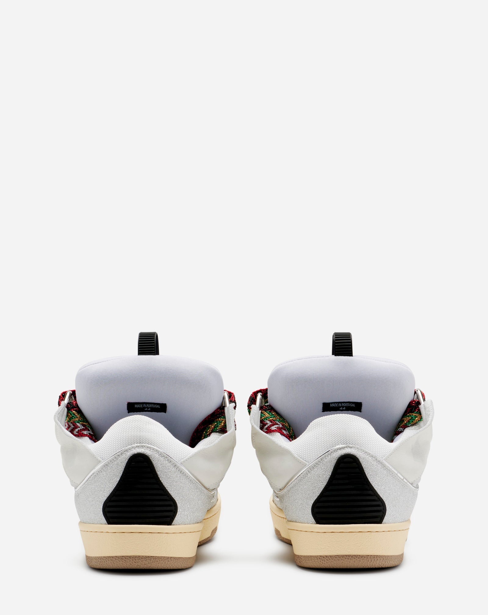 LEATHER AND GLITTER TECHNICAL MATERIAL CURB SNEAKERS - 6