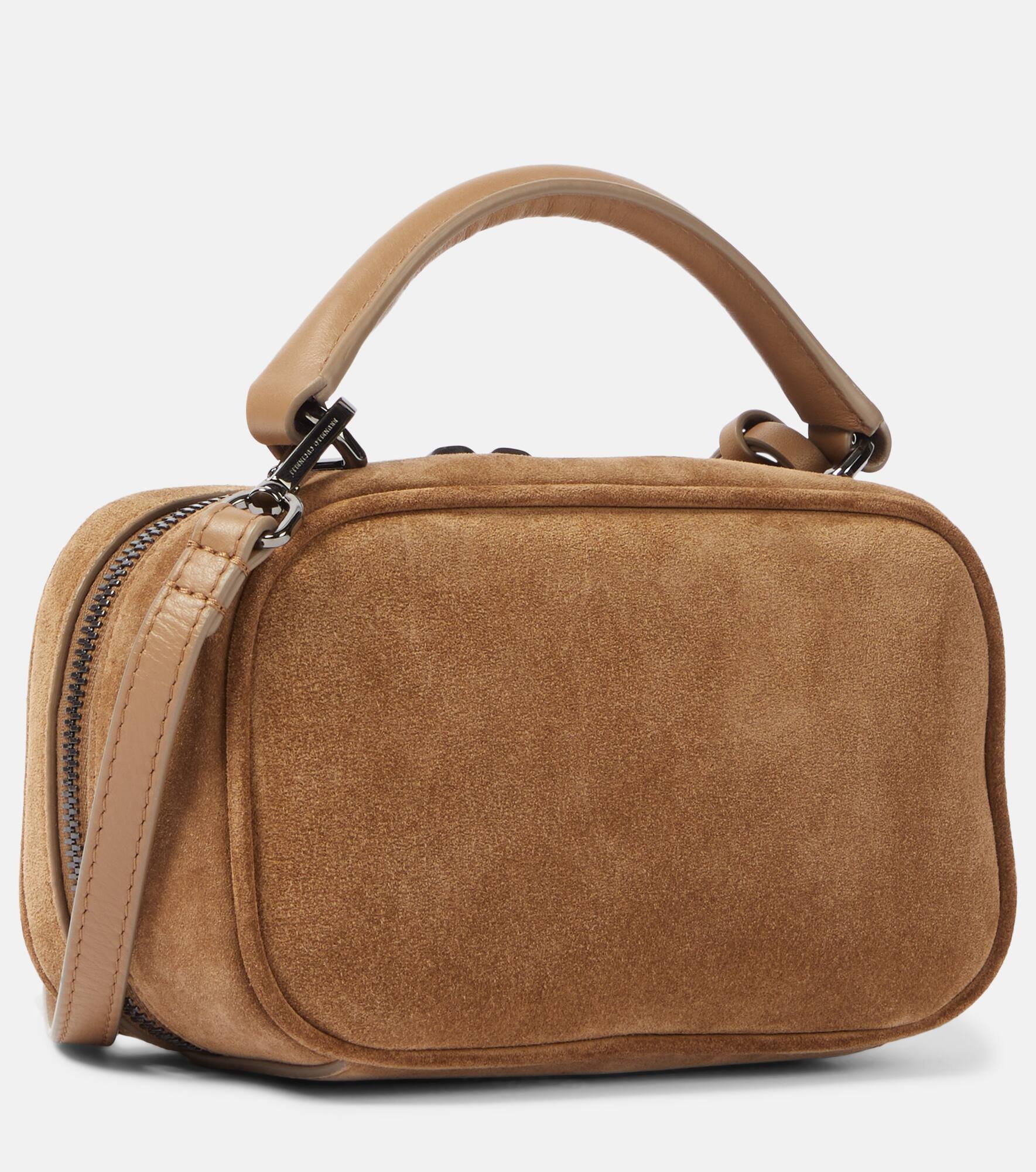 Foulard Mini leather-trimmed suede tote bag - 4