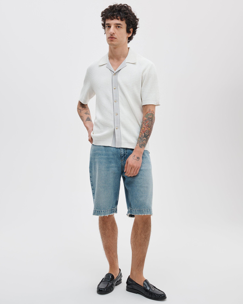 rag & bone Harvey Contrast-Trim Knit Camp Shirt outlook