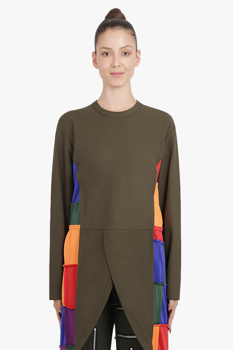 Comme Des Garçons L/S CROSSOVER TAILS PANEL T-SHIRT | KHAKI/MULTI outlook
