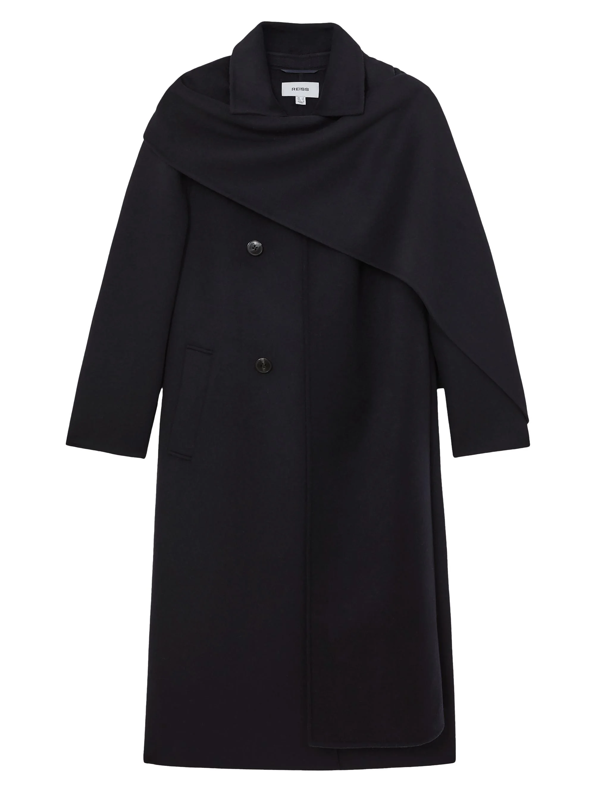 Women's Indira Scarf Wool-Blend Coat - Navy - 1